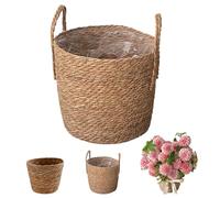 Générique Panier Planter D'intérieur, Panier De Jardinière Tissé À La Main, Pot De Fleurs Tissé en Paille, Grand Modèle Jardinière en Rotin Naturel, Intérieur Et Extérieur