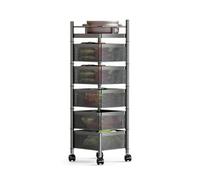 Générique Panier Rotatif De Rangement Carré Multicouche, Étagère À Légumes Rotative avec roulettes, Organisateur De Rangement De Salle De Bain,for Fruits,Pommes De Terre(Black,5 Tiers)
