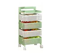 Générique Panier Rotatif De Rangement Carré Multicouche,étagère À Légumes Rotative,Organisateur De Rangement De Salle De Bain,Panier Amovible for Pommes Terre Et Oignons(Green,4 Tiers)