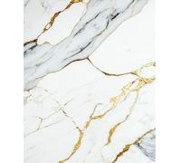 Générique Panneau Mural PVC Effet Marbre, 260 x 122 cm, Auto-adhésif, Imperméable, Blanc et Or, pour Cuisine et Salle de Bains