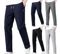 Générique Pantalon extensible pour homme à séchage rapide - Coupe ample - Coupe ajustée - classique - Pantalon plissé infroissable - Cordon de serrage - Poches - Taille élastique - Grande taille M