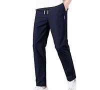 Générique Pantalon extensible pour homme à séchage rapide - Coupe ample - Coupe ajustée - classique - Pantalon plissé infroissable - Cordon de serrage - Poches - Taille élastique - Grande taille M
