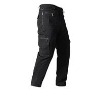 Générique Pantalon Militaire Homme Travail Droit Multi-Poches Boutonné De Couleur Unie Vêtements Slim Regular pour Tous Les Jours Militaire Tenue Extensible Moto Vetement(02Noir,XXL)