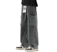 Générique Pantalon Travail Homme, Pantalon Tactique Homme, Jean Doublé Polaire d'hiver Pantalon De Travail en Denim Gris Délavé Résistant Coupe Décontractée Et Confortable Idéal Au Quotidien