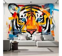 Générique Papier Peint 3D Intissé Tigre 350x256 cm Fresque Murale Impression HD Effet Relief Abstrait Graffiti Animaux Décoration Murale Moderne pour Salon Chambre Bureau Sans Cadre 26A-23