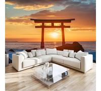 Générique Papier Peint 3D Paysage Japonais Porte Torii Au Coucher Du Soleil Panoramique Peinture Murale Interieur 350x256 cm pour Salon Chambre à Coucher D'Enfant Maison Décoration Murale