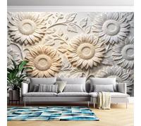 Générique Papier Peint Adhésif 3D En Relief, Motif Tournesol Luxueux, Amovible, 200 Cm (H) X 300 Cm (L), Pour Salon Et Chambre-Décoration Murale Moderne Inspirée Par La Nature