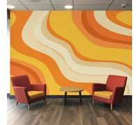 Generique Papier Peint Année 70 Panoramique Murale, Intissé Papier Peint Retro Vintage Groovy Rayé Salon Chambre Cuisine, Année 70 Decoratif Mural 350 x 256 cm