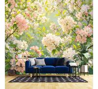 Générique Papier Peint Aquarelle Fleurs De Cerisier, Papier Peint Romantique Printanier Intissé, Fresque Murale 3D, Affiche Murale Moderne Pour Salon, Chambre, Fond Tv, 400 Cm (L) X 280 Cm (H)