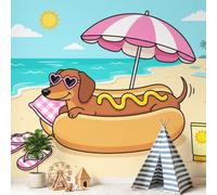 Générique Papier Peint Cartoon, Animal, Amusant Papier Peint Panoramique Hot-dog, Serviette de Plage Pour Salon Chambre Géant Salon, Pour Salon Chambre Décoration Murale