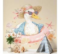 Générique Papier Peint Cartoon, Chaleureux, Animal Papier Peint Panoramique Canard, Chapeau de Paille Pour Salon Chambre Géant Salon, Pour Salon Chambre Décoration Murale