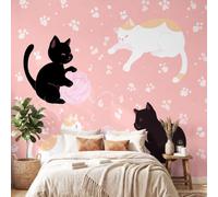 Générique Papier Peint Cartoon Doux Animal Papier Peint Panoramique Rose chat Pour Salon Chambre Géant Salon, Pour Salon Chambre Décoration Murale