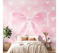 Générique Papier Peint Cartoon Doux Papier Peint Panoramique Rose nœud cœur Pour Salon Chambre Géant Salon, Pour Salon Chambre Décoration Murale