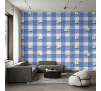 Générique Papier Peint Écossais Bleu, Intissé Murale 250x175 cm (LxH) | Papier Peint Panoramique Marguerite Blanche, Chambre Wallpaper, Fresque, Salon Deco D&p5