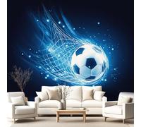 Générique Papier Peint Énergique, Sportif, Cool Papier Peint Panoramique 450 x 315 cm Pour Salon Chambre D'Enfant décoration Chambre d'Enfant Décoration Murale Bleu, Football, Filet de But
