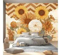 Générique Papier Peint Floral Tournesol Marguerite Panoramique Classique Fin Papier Peint Effet 3d Décoration Murale pour Salon Chambre à Coucher Maison Décoration Intérieure 250 x 175cm