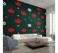 Générique Papier Peint Football Feuille d'Érable, 280x200, Vert Rouge