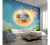 Générique Papier Peint Football Flammé, 450x315, Bleu