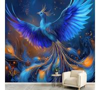 Générique Papier Peint Forêt Phénix Feuille Or 400x280cm Poster Geant Mural 3D, Féerique Murale, Papier Peint Intissé Fresque pour Salon, chambre et cuisine