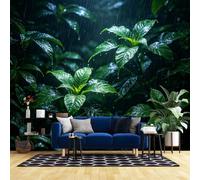 Générique Papier Peint Forêt Tropicale Humide 3D Jungle Verte Non Tissée Décoration Murale Photo Poster Effet Panoramique 3D Paysage Naturel Art Mural Pour Salon Ou Bureau 368 Cm (L) X 254 Cm (