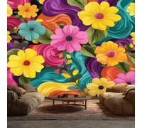 Générique Papier Peint Groovy Chambre Salon Cuisine Intissé, Papier Peint Panoramique Fleuri Couleur Années 60 70 80, Deco Murale Groovy, 400 x 280 cm (Largeur x Hauteur), GG4686