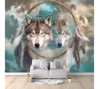 Générique Papier Peint intissé Attrape-Rêves Animal Loup 200x140 cm Papier Peint Photo Panoramique, Poster Geant Mural Personnalisé 3D, pour Salon Cuisines Chambre Adulte Enfant Décor Murale