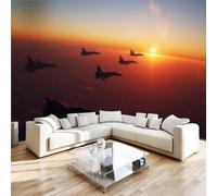 Générique Papier Peint Intissé Avion De Chasse 200x140 cm, Chambre | Papier Peint Panoramique Ciel De Coucher De Soleil Décoration Murale Moderne, Fresque Murale,pour Salon,Bureau, Couloir 1L222