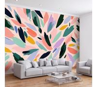 Générique Papier Peint Intisse Panoramique Feuilles de plantes couleurs pastel 250 x 175 cm- Déco Mural Photo Murale Moderne pour Salon Chambre Cuisine Décoration Murale 3D Effet