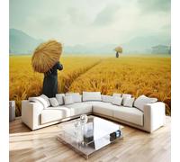 Générique Papier Peint Intissé Rizière Mûre 366x254 cm, Chambre | Papier Peint Panoramique Chapeau De Paille Tressé Decoration Moderne Salon Bureau, Fresque Murale, Grand Poster Mural L214