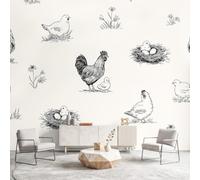 Générique Papier peint intissé style Scandinave, Rustique, Animal, papier peint panoramique Coq, Poule, Poulet mural pour meuble en rouleau, salon, décoration murale 450 x 315 cm