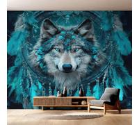 Générique Papier Peint Loup Attrape-Rêves 350x256 cm (L x H) | Papier Peint Panoramique Amérindien, Salon, Chambre, Bureau, Décoration Intissé Murale Y&W76