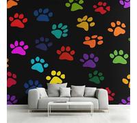 Générique Papier Peint Motif Patte de Chat Papier Peint Panoramique Motif Pattes de Chien Papiers Peints Intissé Fresque Murale, Decoration Chambre Salon Wallpaper, 366 x 254 cm I&-2
