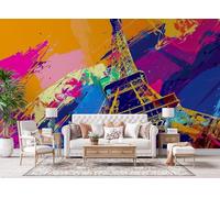 Générique Papier Peint Mural 150 x 107 cm Tour Eiffel Graffitis Paris Art Impression 3D HD Effet Réaliste Tableau mural Lavable Non Tissé Décoration Murale pour Salon Chambre Bureau A-783