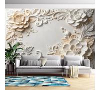 Générique Papier Peint Mural 3D En Relief Avec Pivoines | 350 Cm (L) X 266 Cm (H) | Sticker Mural Intissé Style Moderne Pour Chambre Et Salon | Ne Pas Décoller Ni Coller | 350 Cm (L) X 266 Cm (H