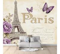 Générique Papier Peint Mural Chambre Paris Tour Eiffel 300x210 cm Poster Geant Mural 3D Tableaux Muraux Tapisserie Photo, Salon Chambre d'enfants Mur de Fond Papier Peint Panoramique