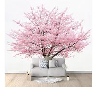 Générique Papier Peint Mural Salon Arbre Sakura Rose 200x140 cm Papier Peint Panoramique Intissé Moderne, Décoration Murale Poster Tableaux Muraux Imprimé 3D Tapisserie Photo