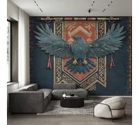 Générique Papier Peint Mythologie Nordique Panoramique 310 x 250 cm, Papier Peint Intissé Bannière au Corbeau Viking Décoration Murale, Papiers Peints pour Salon Chambre saf-16