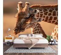 Générique Papier Peint Panoramique 300x210 cm Jaune Fresque Murale Art 3D | Intissée Papier Peint Photo Prairie Animaux Girafe Tableaux Muraux Photo Trompe l'oeil Pour Salon Chambre Décoration Murale