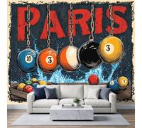 Générique Papier Peint Panoramique 350 x 256 cm Billard vintage Paris Art Photo Murale Chambre Décor, Papier Peint intissé fond pour Chambre D'Enfant Adolescent Maternelle Murale Snooker pub