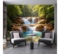 Générique Papier Peint Panoramique 3D Sur Mesure, Motif Cascade Et Forêt, Paysage Naturel Vert, Intissé, Pour Salon, Chambre, Fond Tv, Poster Épais, Photo Murale, Art Mural Moderne, 368 Cm (L)
