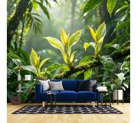 Générique Papier Peint Panoramique 3D Sur Mesure Pour Salon, Motif Feuilles De Forêt Tropicale, Grand Format, Intissé, Imprimé Paysage Naturel, Poster Mural Pour Chambre, Décoration Murale 350