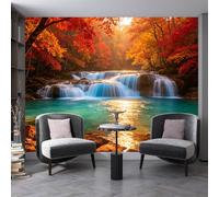 Générique Papier Peint Panoramique 3D Sur Mesure Représentant Une Cascade En Forêt Et Un Paysage D'Automne, Intissé, Pour Salon, Chambre, Fond Tv, Poster Épais, Photo Murale Moderne, 368 Cm (L