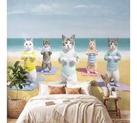 Générique Papier Peint Panoramique Animal Sport 250 x 175 cm Poster Murale,Papier Peint Panoramique Intissé Paysage Yoga Chat pour Salon Chambre Tête de lit - Décoration Murale