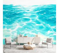 Générique Papier Peint Panoramique Aquarellee Été Piscine intissé Murale Beige pour Salon Chambre d'enfants restaurant Décoration Murale Poster, 450 x 315 cm(L x H)