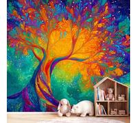 Générique Papier Peint Panoramique Arbre de vie Cosmos, Papier Peint Fantastique Botanique, Fresque Murale Intissée Non Tissé Décoration Murale Salon Chambre Bureau 250 x 175 cm
