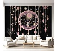 Générique Papier Peint Panoramique Astrologie Vintage Onirique 250 x 175 cm - Décoration Murale Attrape-rêves Plumes Lune - Tapisserie Murales Papier Peint Intissé - Poster Tableaux Photo Muraux
