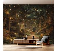 Générique Papier Peint Panoramique Bibliothèque Fantastique, Papier Peint Bibliothèque Arbre Fantastique Fond pour Chambre Wallpaper, Fresque Murale pour Salon Salle Deco Murale, 396x280cm D&O174