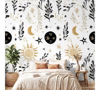 Générique Papier Peint Panoramique Bohème Scandinave 250 x 175 cm Poster Murale,Papier Peint Panoramique Intissé Paysage Soleill Botanique Feuille pour Salon Chambre Tête de lit - Décoration Murale