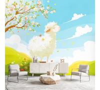 Générique Papier Peint Panoramique Dessin Animé Animal Panoramique Murale Moutons Ciel Bleu Prairie Verte 450 x 315 cm Salon Chambre Enfant Papier Peint Intissé Chambre Décoration Murale Poster