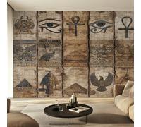 Générique Papier Peint Panoramique Égypte Antique, Papier Peint Symboles Égyptiens Fond pour Chambre Wallpaper, Fresque Murale pour Salon Salle Deco Murale, 300x210cm D&O207